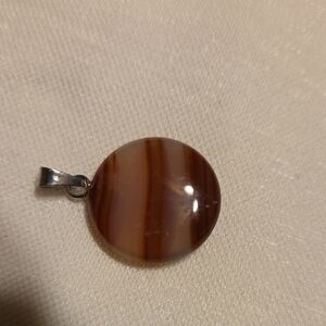 Brown Agate Circle Pendant Necklace - Women Jewelry